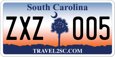 SC license plate ZXZ005