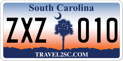 SC license plate ZXZ010