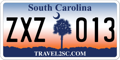 SC license plate ZXZ013