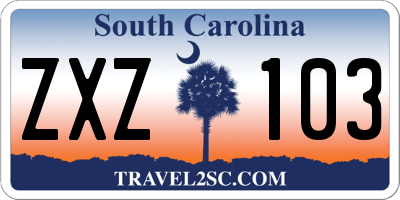 SC license plate ZXZ103