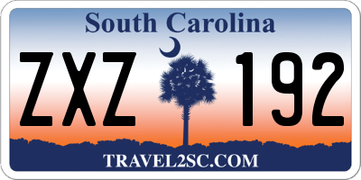 SC license plate ZXZ192