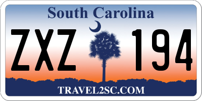 SC license plate ZXZ194