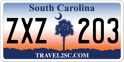 SC license plate ZXZ203