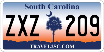 SC license plate ZXZ209