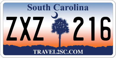 SC license plate ZXZ216