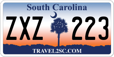 SC license plate ZXZ223