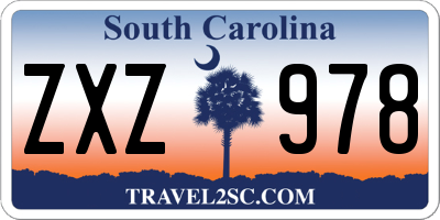 SC license plate ZXZ978