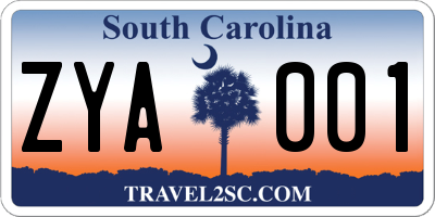 SC license plate ZYA001