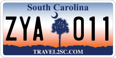 SC license plate ZYA011