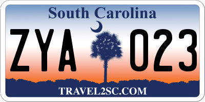 SC license plate ZYA023
