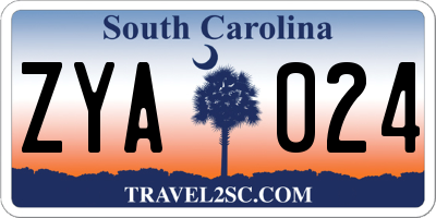 SC license plate ZYA024