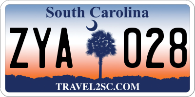 SC license plate ZYA028