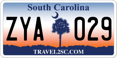 SC license plate ZYA029