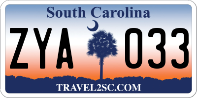 SC license plate ZYA033