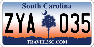SC license plate ZYA035
