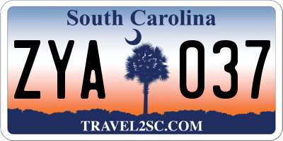 SC license plate ZYA037