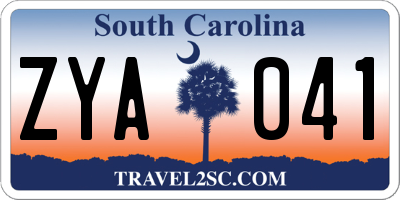 SC license plate ZYA041