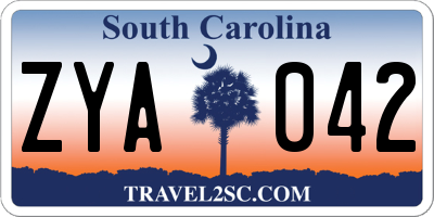 SC license plate ZYA042