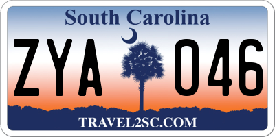 SC license plate ZYA046