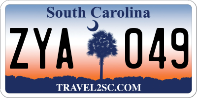 SC license plate ZYA049