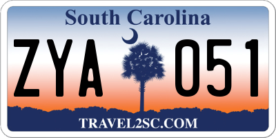 SC license plate ZYA051