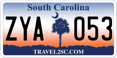 SC license plate ZYA053