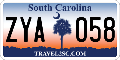 SC license plate ZYA058