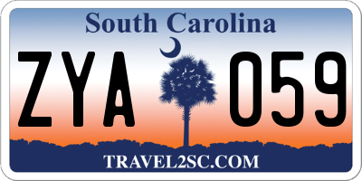 SC license plate ZYA059