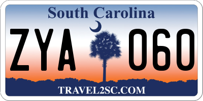 SC license plate ZYA060
