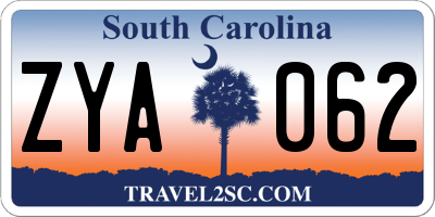 SC license plate ZYA062
