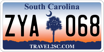 SC license plate ZYA068