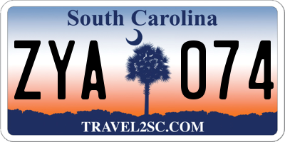 SC license plate ZYA074