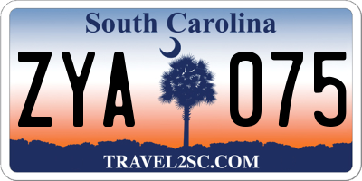 SC license plate ZYA075