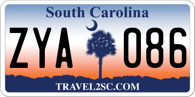 SC license plate ZYA086