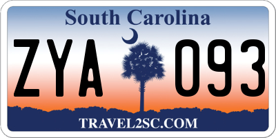 SC license plate ZYA093