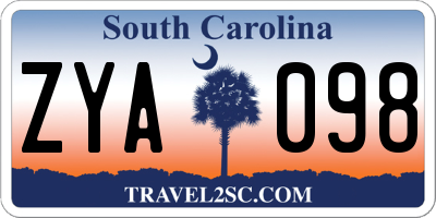 SC license plate ZYA098