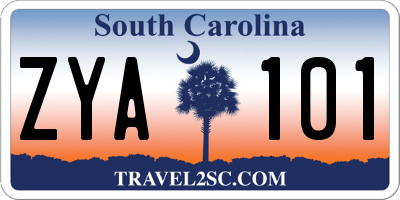 SC license plate ZYA101