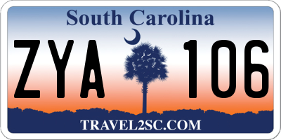 SC license plate ZYA106
