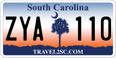 SC license plate ZYA110