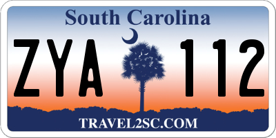 SC license plate ZYA112