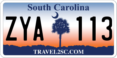 SC license plate ZYA113