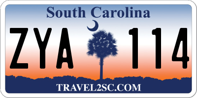 SC license plate ZYA114
