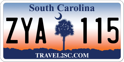 SC license plate ZYA115