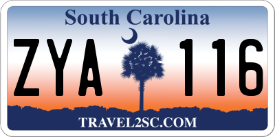 SC license plate ZYA116