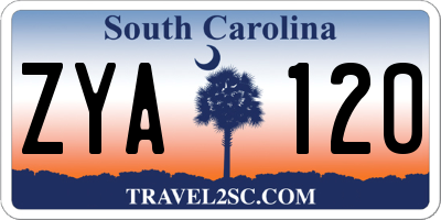 SC license plate ZYA120