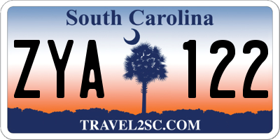 SC license plate ZYA122
