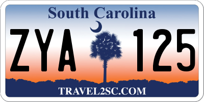 SC license plate ZYA125