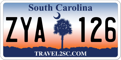 SC license plate ZYA126