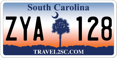 SC license plate ZYA128