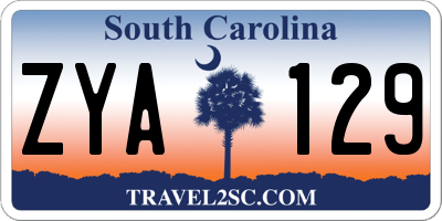 SC license plate ZYA129